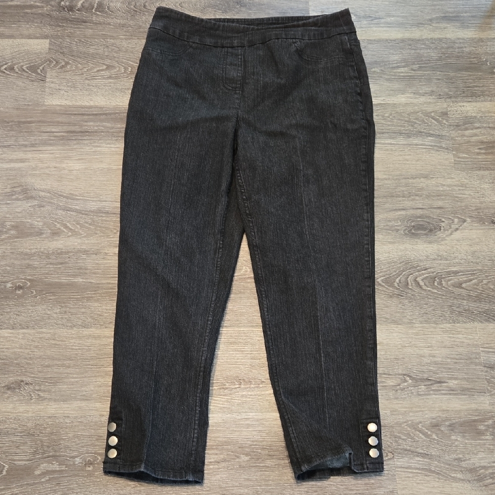Soft Surroundings Black Cropped Pull-on Denim Pants Sz Medium